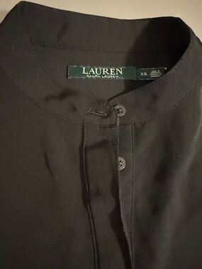 Lauren Ralph Lauren Black Round-Neck Button Placket Top